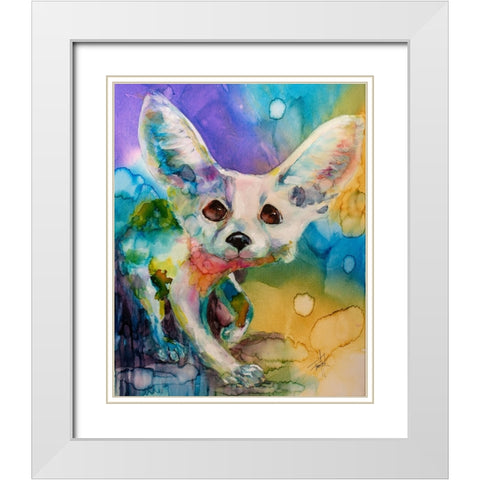 Im a Bit Fennec-y White Modern Wood Framed Art Print with Double Matting by Art by Leslie Franklin