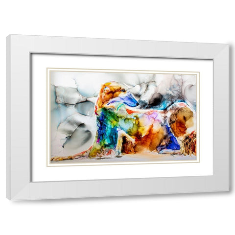 Oh Boy a Borzoi White Modern Wood Framed Art Print with Double Matting by Art by Leslie Franklin
