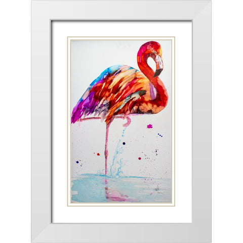 Pretty in Pink White Modern Wood Framed Art Print with Double Matting by Art by Leslie Franklin