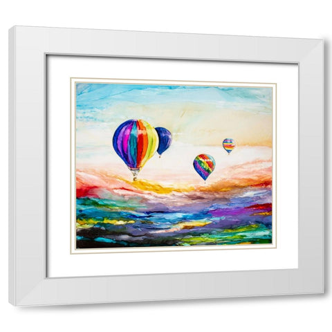 Up Up and Away White Modern Wood Framed Art Print with Double Matting by Art by Leslie Franklin