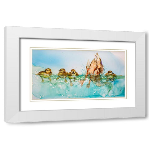 Wheres Mommy White Modern Wood Framed Art Print with Double Matting by Art by Leslie Franklin