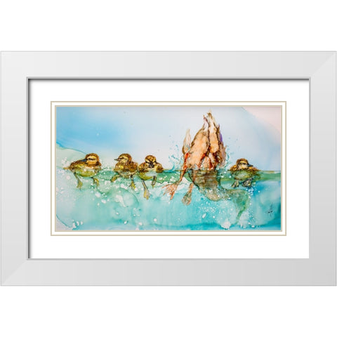 Wheres Mommy White Modern Wood Framed Art Print with Double Matting by Art by Leslie Franklin