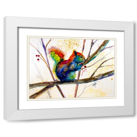 Squirreled Away White Modern Wood Framed Art Print with Double Matting by Art by Leslie Franklin