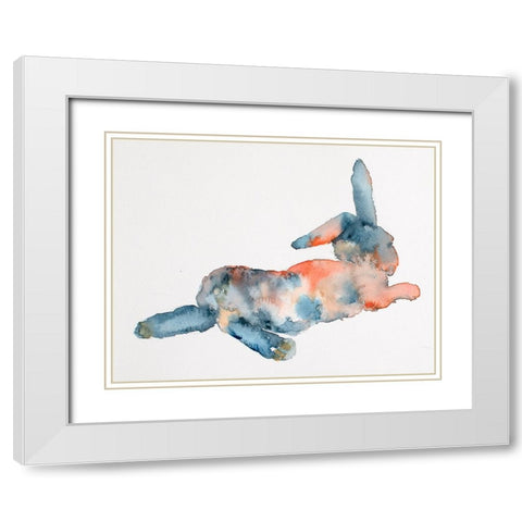 Color Trend Bunny White Modern Wood Framed Art Print with Double Matting by Art by Leslie Franklin