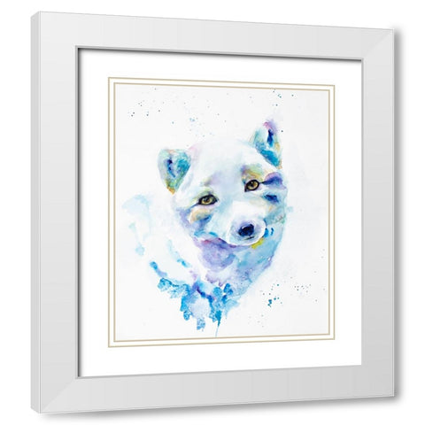 Arctic Fox White Modern Wood Framed Art Print with Double Matting by Art by Leslie Franklin