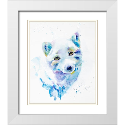 Arctic Fox White Modern Wood Framed Art Print with Double Matting by Art by Leslie Franklin