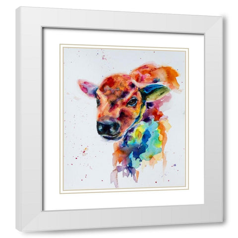 Bison Calf_1 White Modern Wood Framed Art Print with Double Matting by Art by Leslie Franklin