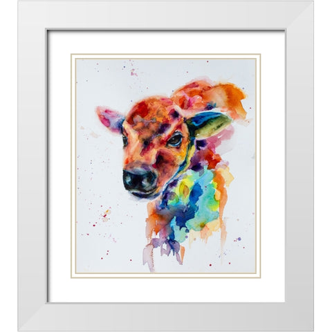 Bison Calf_1 White Modern Wood Framed Art Print with Double Matting by Art by Leslie Franklin