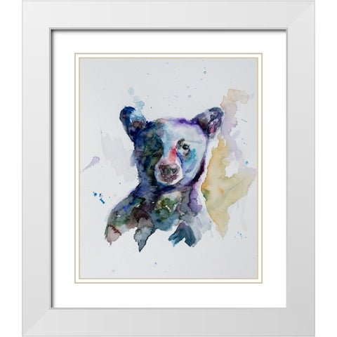 Black Bear White Modern Wood Framed Art Print with Double Matting by Art by Leslie Franklin