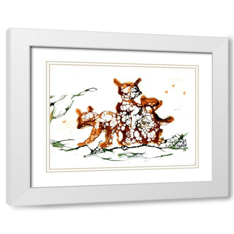 Cellular 3 Bears (2) White Modern Wood Framed Art Print with Double Matting by Art by Leslie Franklin