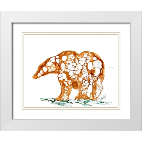 Cellular Bear (2) White Modern Wood Framed Art Print with Double Matting by Art by Leslie Franklin