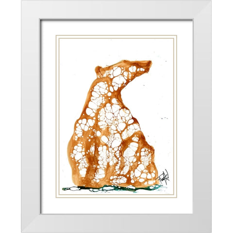 Cellular Bear 2 White Modern Wood Framed Art Print with Double Matting by Art by Leslie Franklin