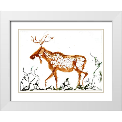 Cellular Moose White Modern Wood Framed Art Print with Double Matting by Art by Leslie Franklin