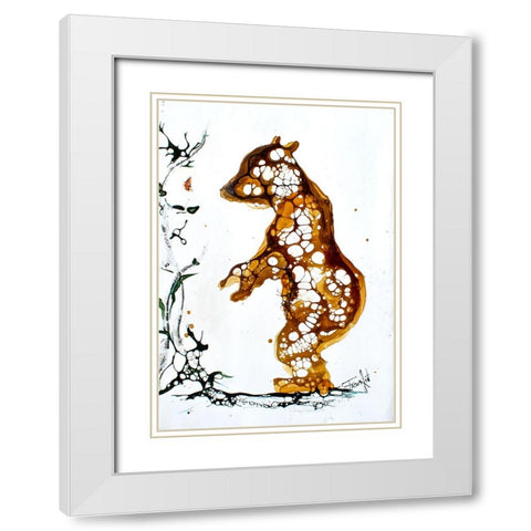 Cellular Series - Standing Cub White Modern Wood Framed Art Print with Double Matting by Art by Leslie Franklin