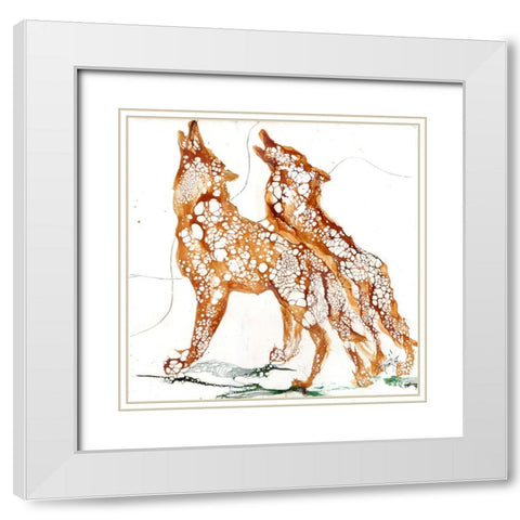 Cellular Wolves2 White Modern Wood Framed Art Print with Double Matting by Art by Leslie Franklin