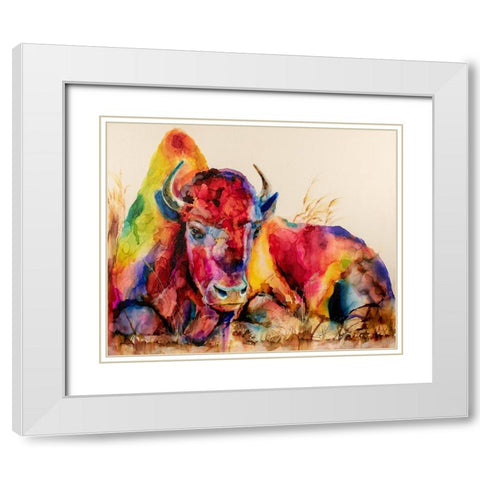 Herd It Was Naptime White Modern Wood Framed Art Print with Double Matting by Art by Leslie Franklin