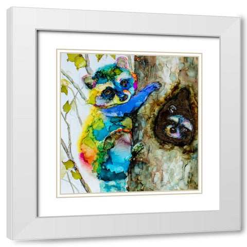 Hide And See White Modern Wood Framed Art Print with Double Matting by Art by Leslie Franklin