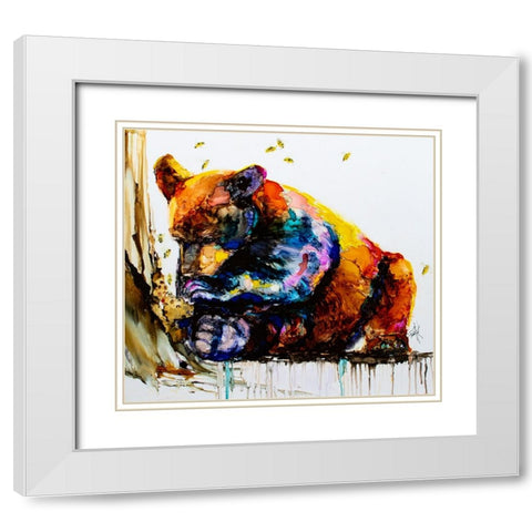 Show Me The Honey White Modern Wood Framed Art Print with Double Matting by Art by Leslie Franklin