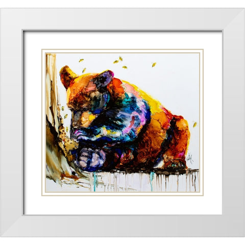 Show Me The Honey White Modern Wood Framed Art Print with Double Matting by Art by Leslie Franklin