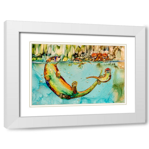 Some Are Braver Than Otters White Modern Wood Framed Art Print with Double Matting by Art by Leslie Franklin