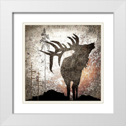 Calling Elk White Modern Wood Framed Art Print with Double Matting by LightBoxJournal