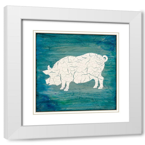 Farm Pig White Modern Wood Framed Art Print with Double Matting by LightBoxJournal