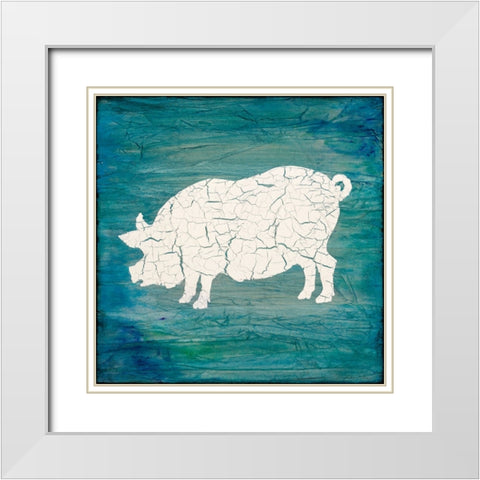 Farm Pig White Modern Wood Framed Art Print with Double Matting by LightBoxJournal