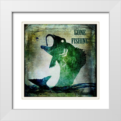 Gone Fishing White Modern Wood Framed Art Print with Double Matting by LightBoxJournal