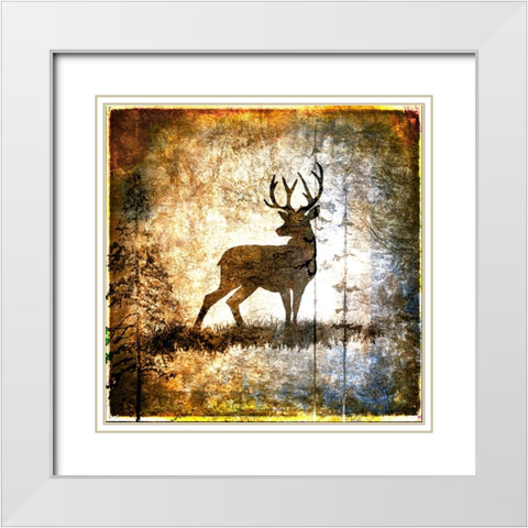 High Country Deer White Modern Wood Framed Art Print with Double Matting by LightBoxJournal