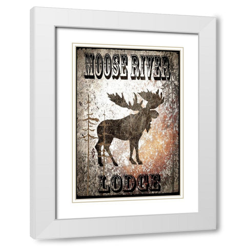 Lodge Moose River Lodge White Modern Wood Framed Art Print with Double Matting by LightBoxJournal