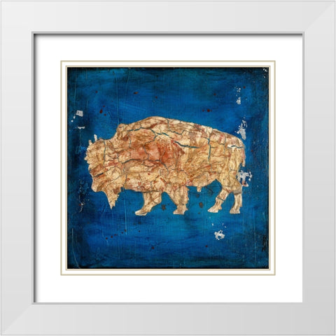 Lodge Pole Pine Bison White Modern Wood Framed Art Print with Double Matting by LightBoxJournal