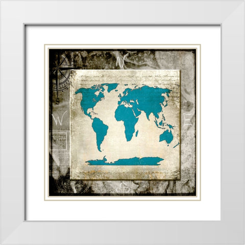 Sea Map II White Modern Wood Framed Art Print with Double Matting by LightBoxJournal