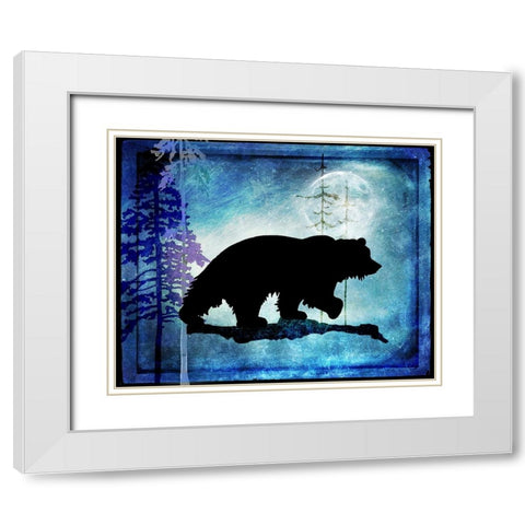 Midnight Bear White Modern Wood Framed Art Print with Double Matting by LightBoxJournal