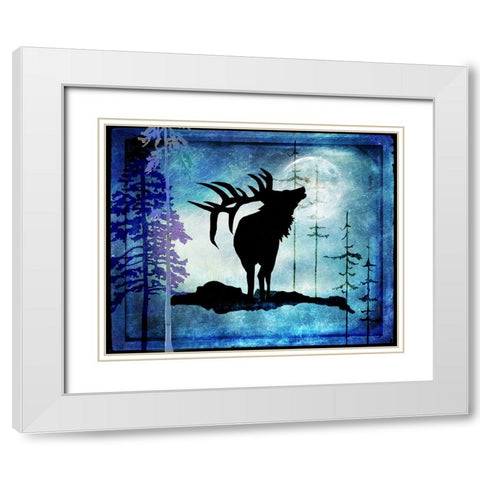 Midnight Elk White Modern Wood Framed Art Print with Double Matting by LightBoxJournal