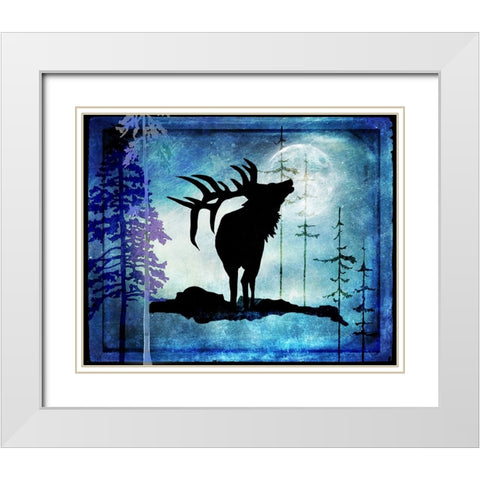 Midnight Elk White Modern Wood Framed Art Print with Double Matting by LightBoxJournal