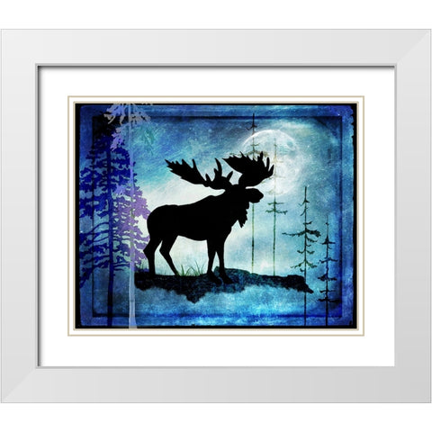 Midnight Moose White Modern Wood Framed Art Print with Double Matting by LightBoxJournal