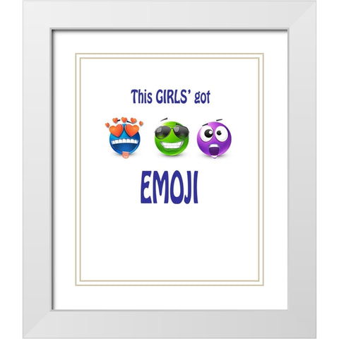 This Girls Got Emoji White Modern Wood Framed Art Print with Double Matting by LightBoxJournal