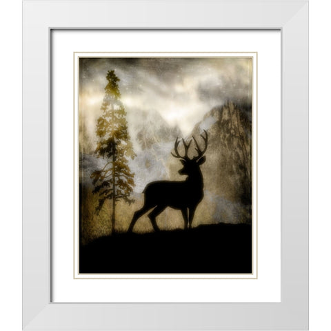 Mystic Deer White Modern Wood Framed Art Print with Double Matting by LightBoxJournal