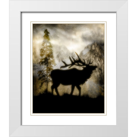 Mystic Elk White Modern Wood Framed Art Print with Double Matting by LightBoxJournal