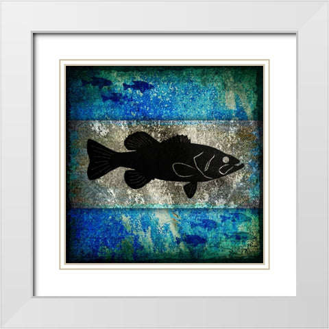 Fishing Rules Bass White Modern Wood Framed Art Print with Double Matting by LightBoxJournal