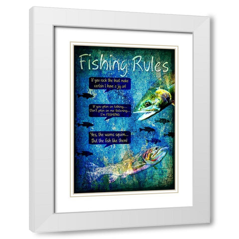 Fishing Rules White Modern Wood Framed Art Print with Double Matting by LightBoxJournal