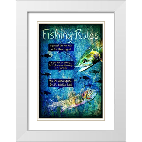 Fishing Rules White Modern Wood Framed Art Print with Double Matting by LightBoxJournal