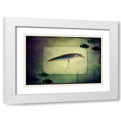 Fishing - Deep Blue White Modern Wood Framed Art Print with Double Matting by LightBoxJournal