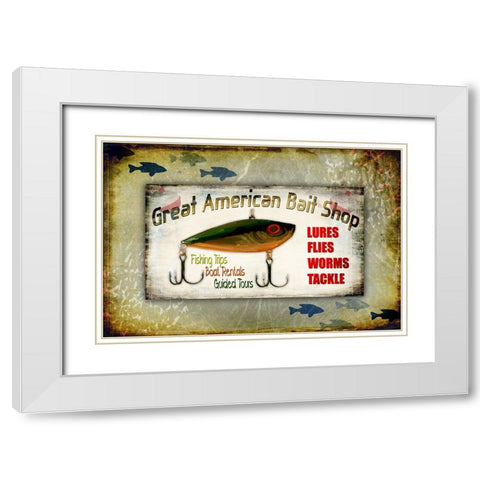 Fishing - Bait Shop White Modern Wood Framed Art Print with Double Matting by LightBoxJournal