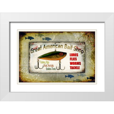Fishing - Bait Shop White Modern Wood Framed Art Print with Double Matting by LightBoxJournal