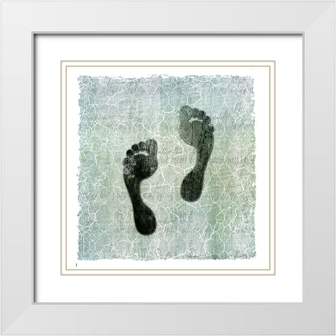 Life Is Better At The Lake Foot Print White Modern Wood Framed Art Print with Double Matting by LightBoxJournal