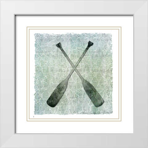 Life Is Better At The Lake Oars 2 White Modern Wood Framed Art Print with Double Matting by LightBoxJournal