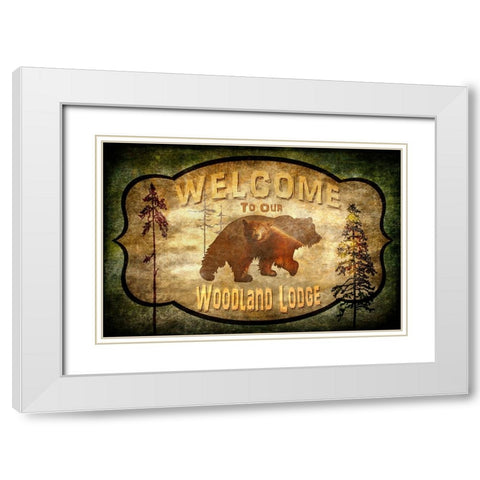Welcome_Lodge Bear White Modern Wood Framed Art Print with Double Matting by LightBoxJournal