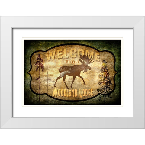 Welcome_Lodge Moose White Modern Wood Framed Art Print with Double Matting by LightBoxJournal