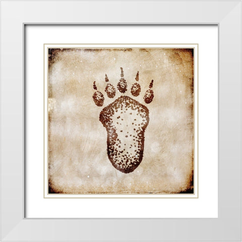 Moose Lodge - Bear Track White Modern Wood Framed Art Print with Double Matting by LightBoxJournal